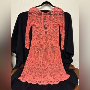 Jen’s Pirate Booty for Free People Vibrant Coral Lace Slip Dress